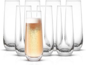 JoyJolt Wedding Stemless Champagne Flutes, Set Of 8