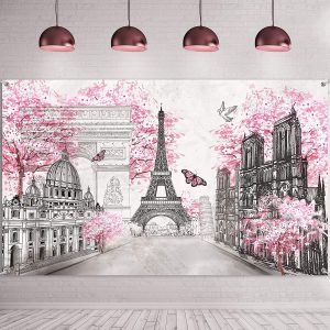 Sumind Fabric Banner Eiffel Tower Paris Decor For Girl’s Bedroom