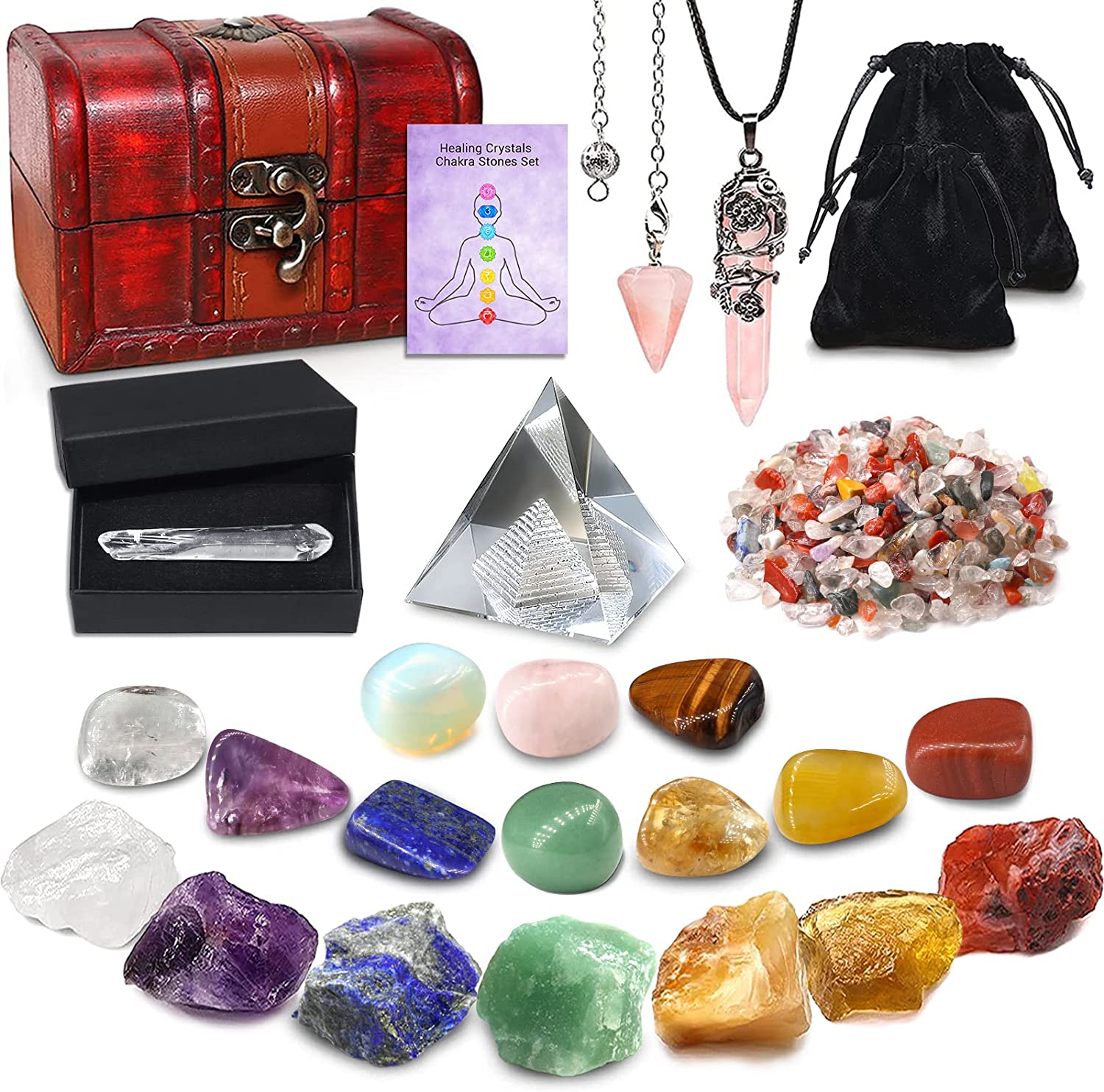 AMill Tumbled & Natural Crystals & Healing Stones, 23-Piece