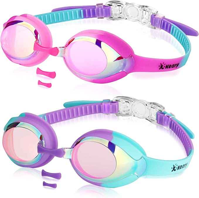 Keary Leak-Proof Silicone Kids’ Swim Goggles, 2-Pack