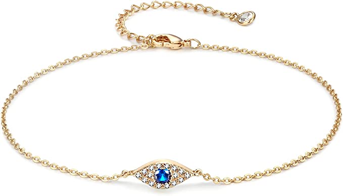 LOYATA 14K Gold Plated Evil Eye Anklet