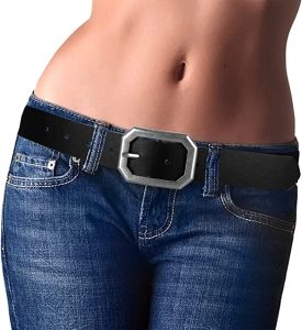 Ssumday Women’s Vintage Silver Buckle Reversible Leather Belt