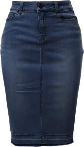 A2Y Slim Fit Unhemmed Denim Pencil Skirt