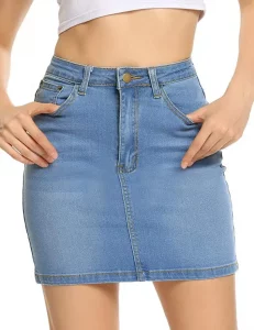 Chigant High Waisted Stretch Denim Mini Skirt