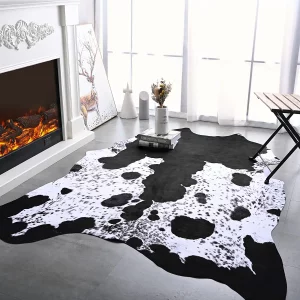 ISEAU Non-Slip Washable Faux Cowhide Rug