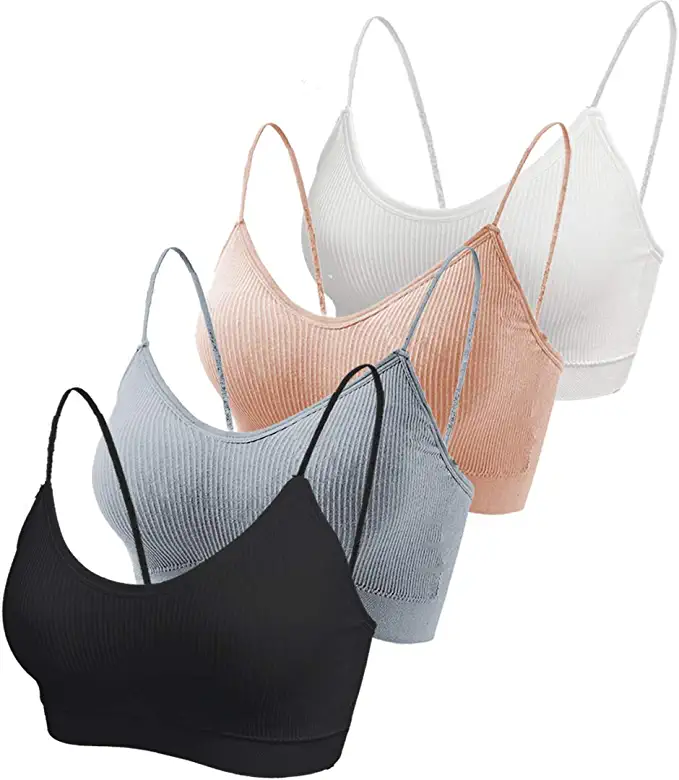 KCDDUMK V-Neck Padded Cami Bralettes, 4 Pieces