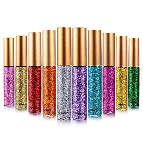 ALINICE Pigmented Metallic Liquid Glitter Eyeliner, 10 Pack