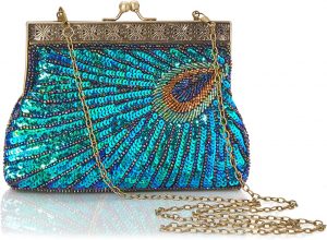 BABEYOND Peacock Design Beaded Clutch