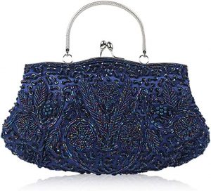 Tmore Detachable Wristlet Beaded Clutch