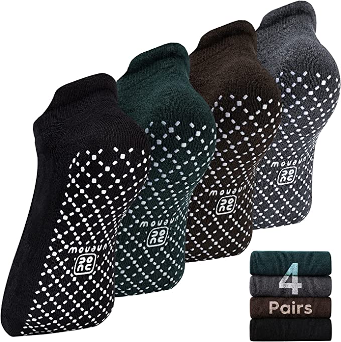 unenow Non-Slip Grip Barre Socks, 4-Pair