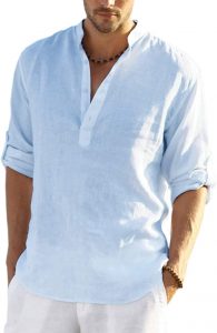 COOFANDY Cotton Linen Men’s Long Sleeve Henley