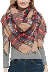 Dora Bridal Reversible Tassel Trimmed Plaid Scarf