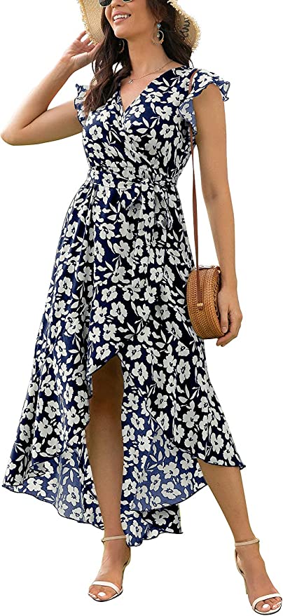 GRECERELLE Women’s Floral High Split Bohemian Maxi Dress