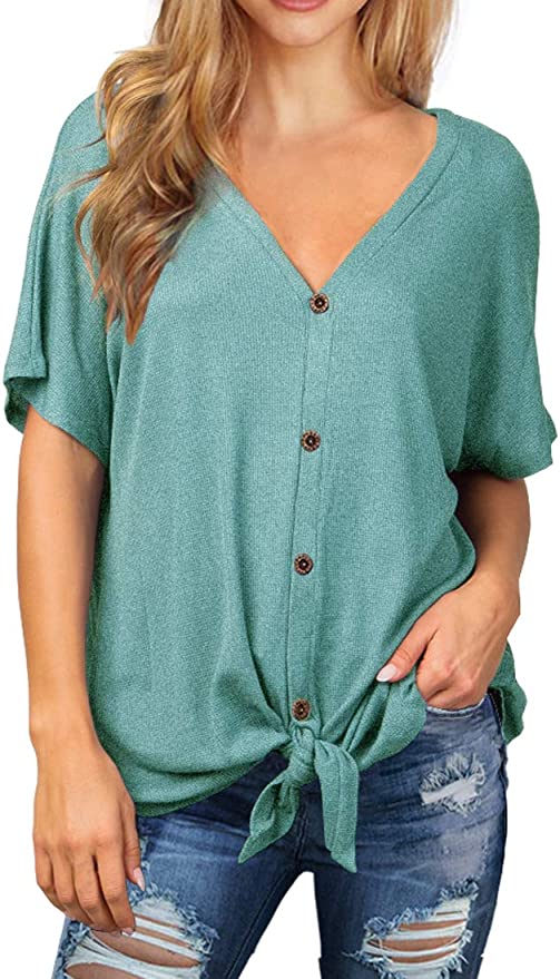 IWOLLENCE Button Down Tunic Women’s Waffle Knit Top