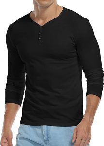 KUYIGO Lightweight V Neck Men’s Long Sleeve Henley