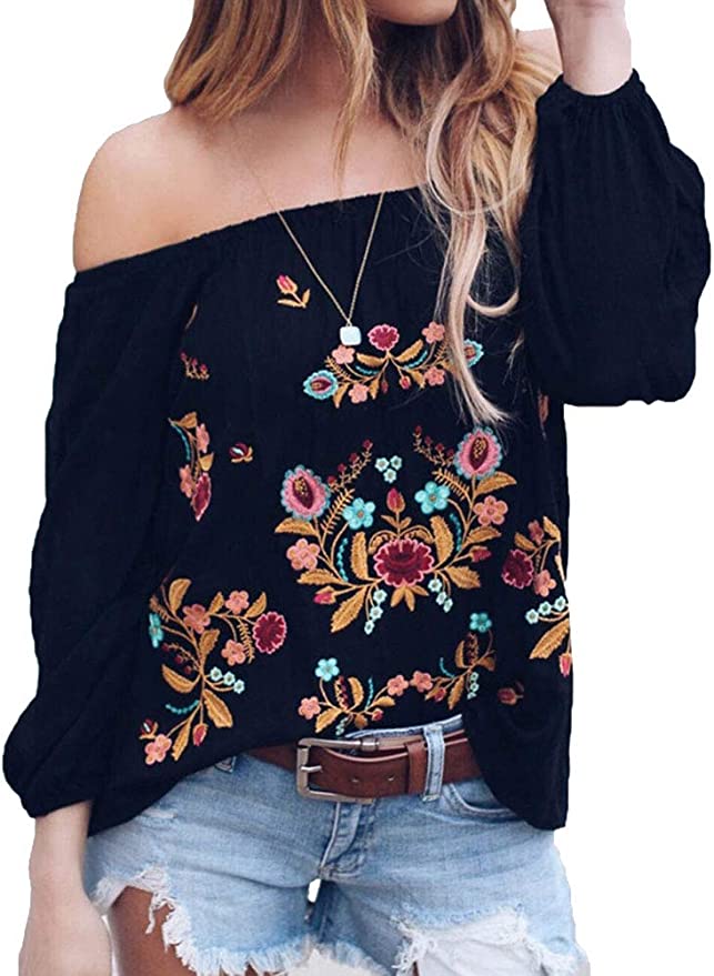 ZXZY Off Shoulder Long Sleeve Women’s Bohemian Top