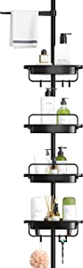 ALLZONE Rustproof 4-Tier Adjustable Tension Pole Corner Shower Caddy