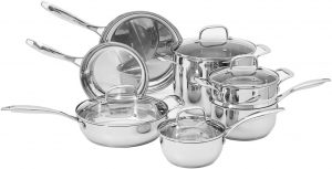 Amazon Basics BPA-Free Stainless Steel Cookware, 11-Piece