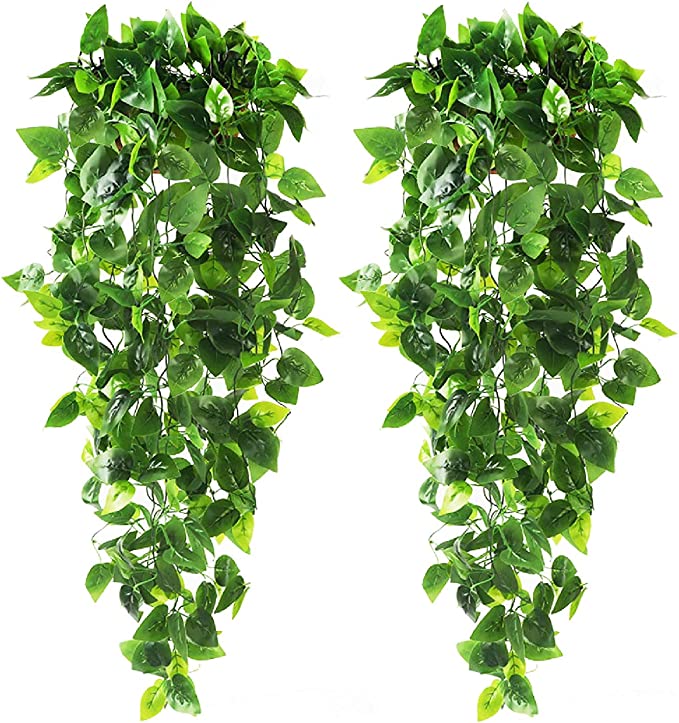 CEWOR Fabric Fake Ivy Vine Hanging Plants, 2 Pack