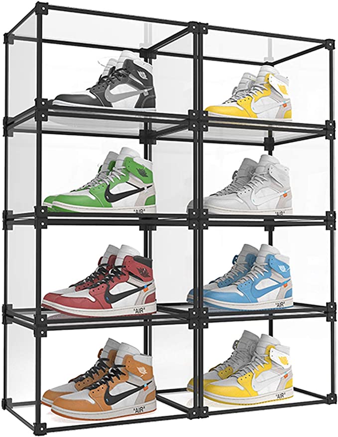 KOKOIN Magnetic Side Open Stackable Shoe Display Case, 8 Pack