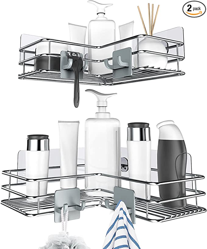 Nieifi Adhesive Stainless Steel Corner Shower Caddy Shelf