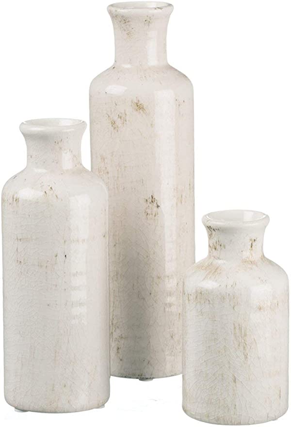 Sullivans Farmhouse Decor Distressed Ceramic Vase Set, 3 Piece