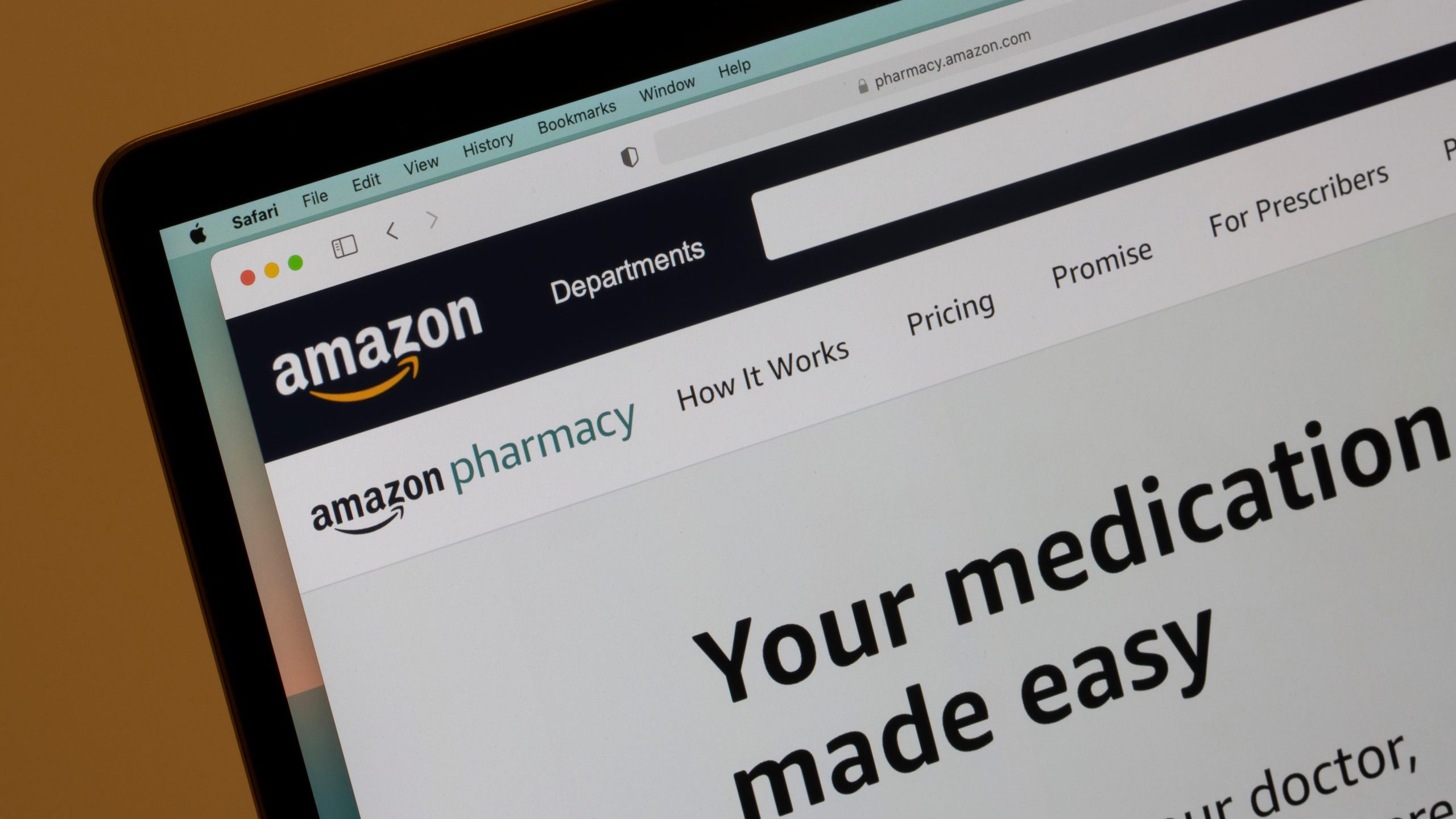 Amazon Pharmacy shown on laptop screen