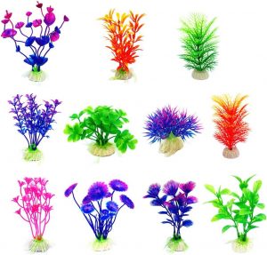 CousDUoBe Plastic Aquatic Plants Fish Tank Decorations, 11-Piece