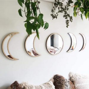 Keweis Moon Phases Mirrors Boho Decor, 5-Piece