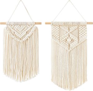 Mkono Macrame Tassel Banner Boho Decor, 2-Piece