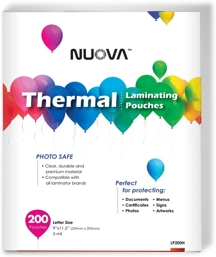 Nuova Crystal Clear Glossy Sheen Laminating Sheets, 200-Pack