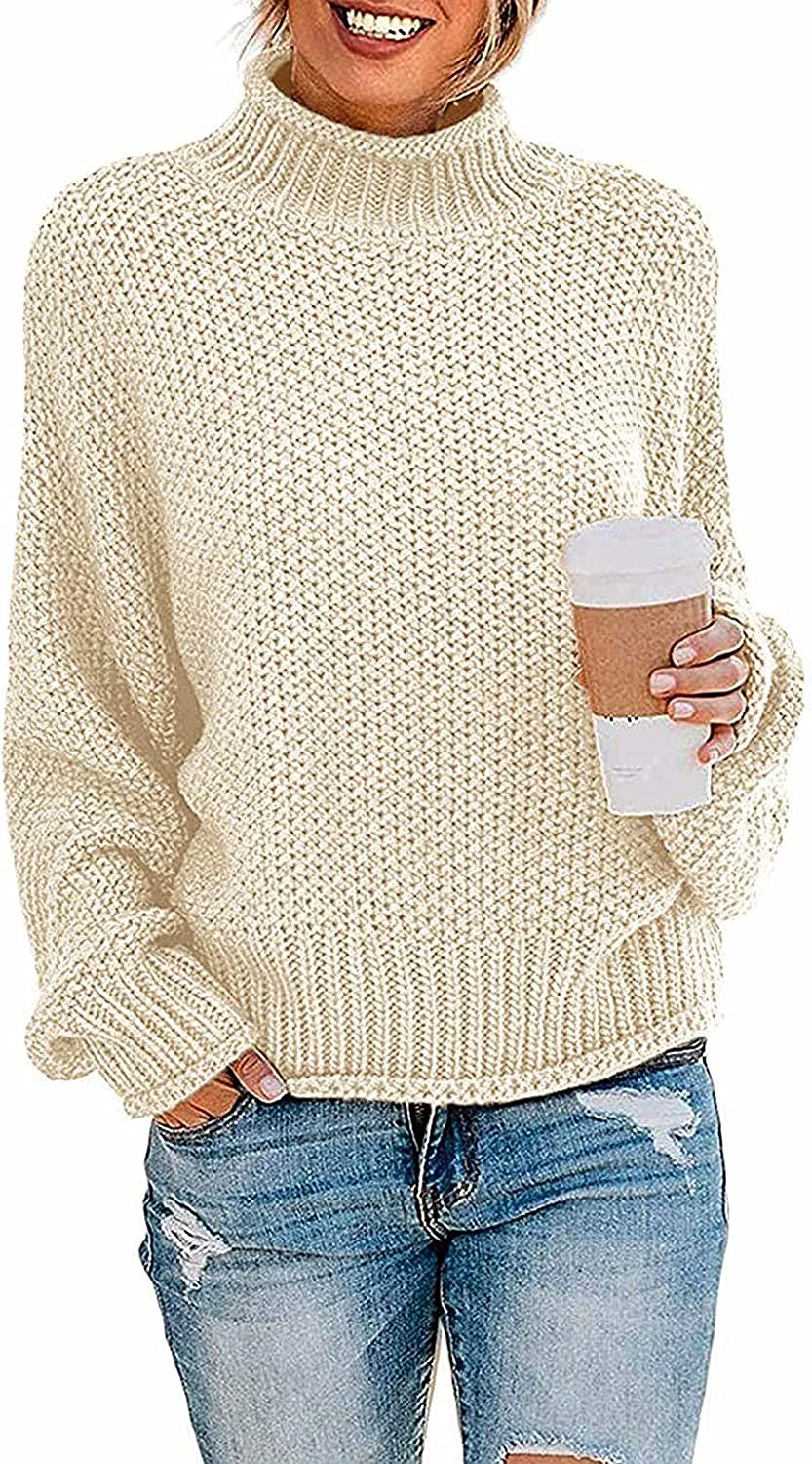 ZESICA Batwing Sleeve Oversized Turtleneck For Women