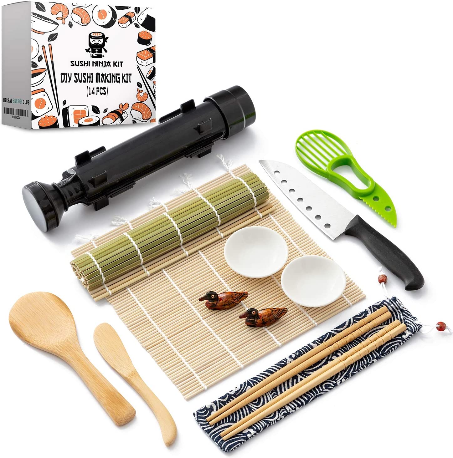 Herbal Energy Club Sauce Dishes & Chopsticks Sushi Making Kit