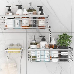 ODesign Steel Soap Holder & Shower Shelves, 3-Pack