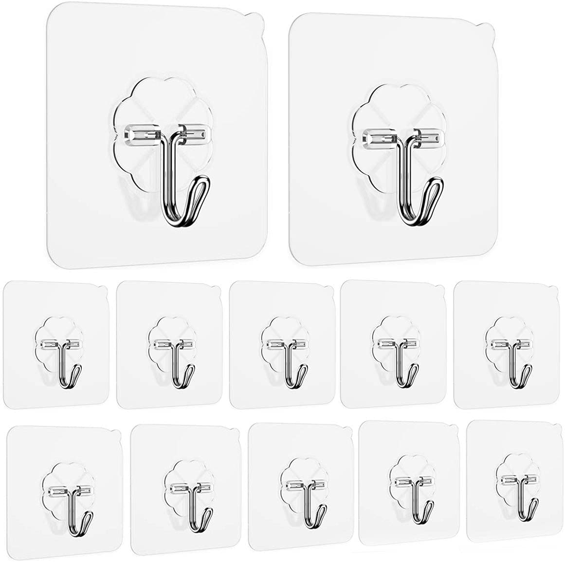 Ayssny Waterproof & Oil-Resistant Stick-On Coat Hooks, 12-Pack