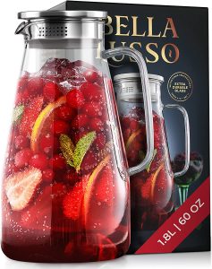 BELLA LUSSO Lightweight BPA-Free Glass Pitcher, 60-Ounce