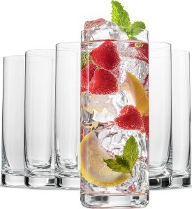 BENETI Lead-Free Tall Collins Glasses, 6-Piece