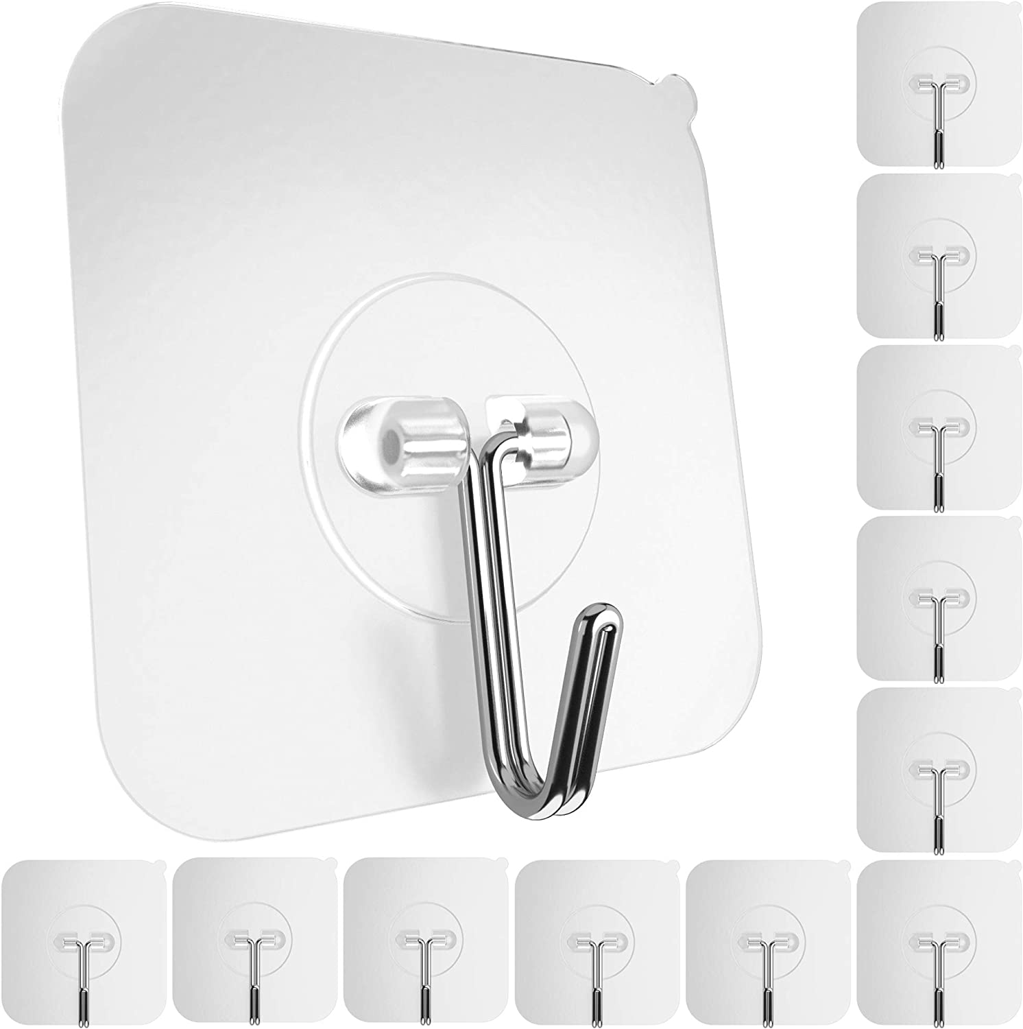 GLUIT Waterproof Non-Toxic Stick-On Coat Hooks, 12-Pack