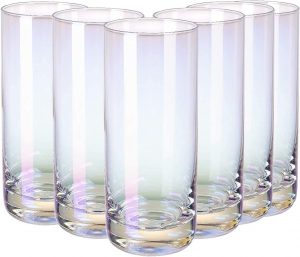 Vastto Iridescent Lightweight Collins Glasses, 6-Piece