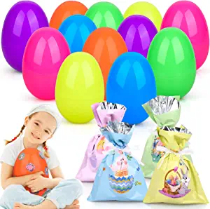 Biulotter Jumbo Colorful Fillable Plastic Easter Eggs, 12 Pack
