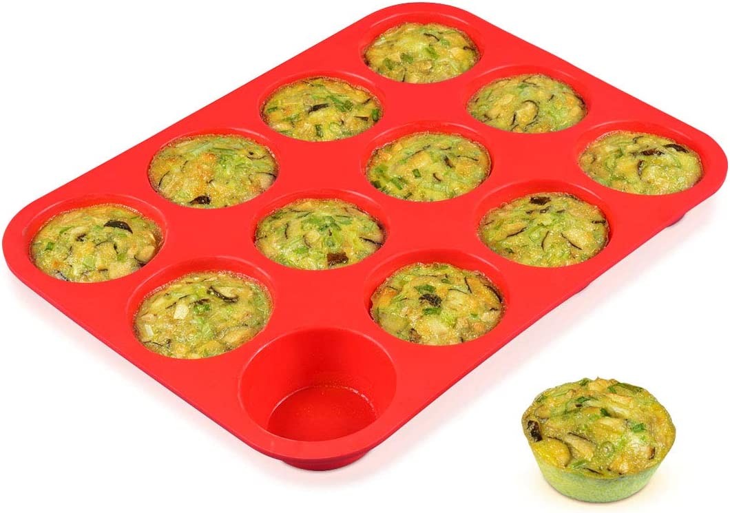 CAKETIME Flexible Non-Stick Silicone Muffin Pan