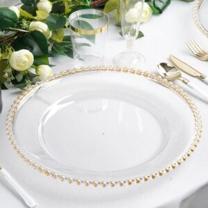 Efavormart Beaded Trim Transparent Charger Plates, 6-Piece