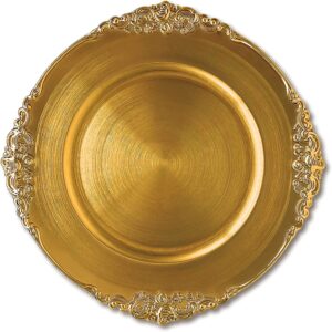 Henilosson Faux Antique Finish Plastic Charger Plates, 6-Piece