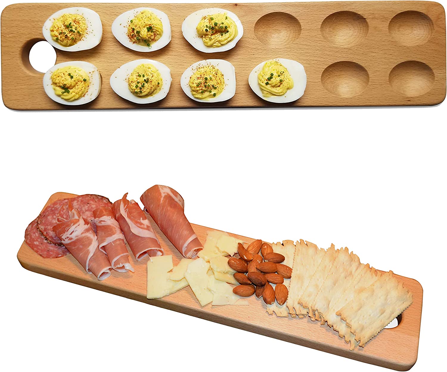 HigherHuman Multi-Purpose Reversible Wood Egg Plate