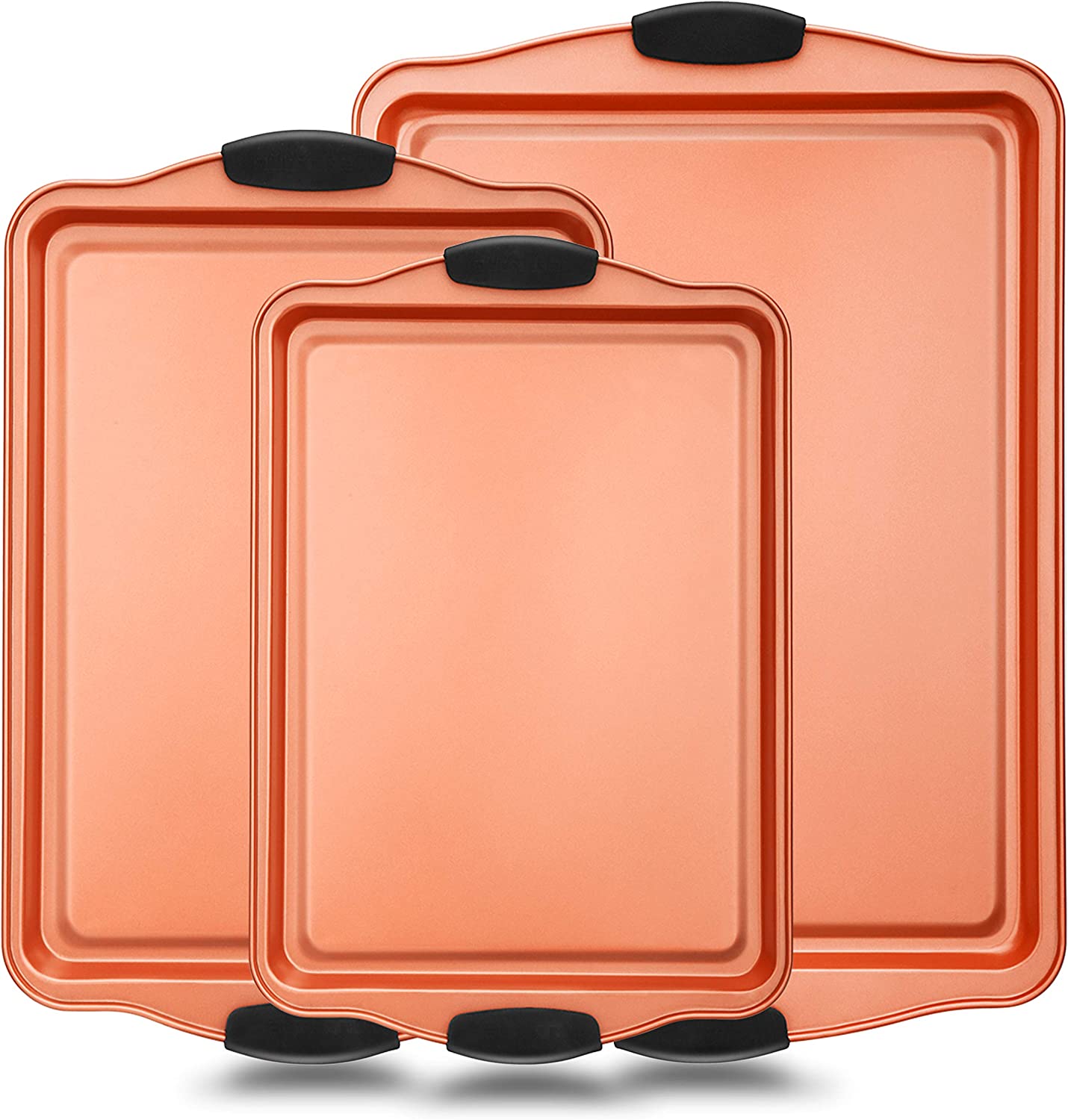 NutriChef Heatproof Silicone Handles Cookie Sheets, 3-Piece