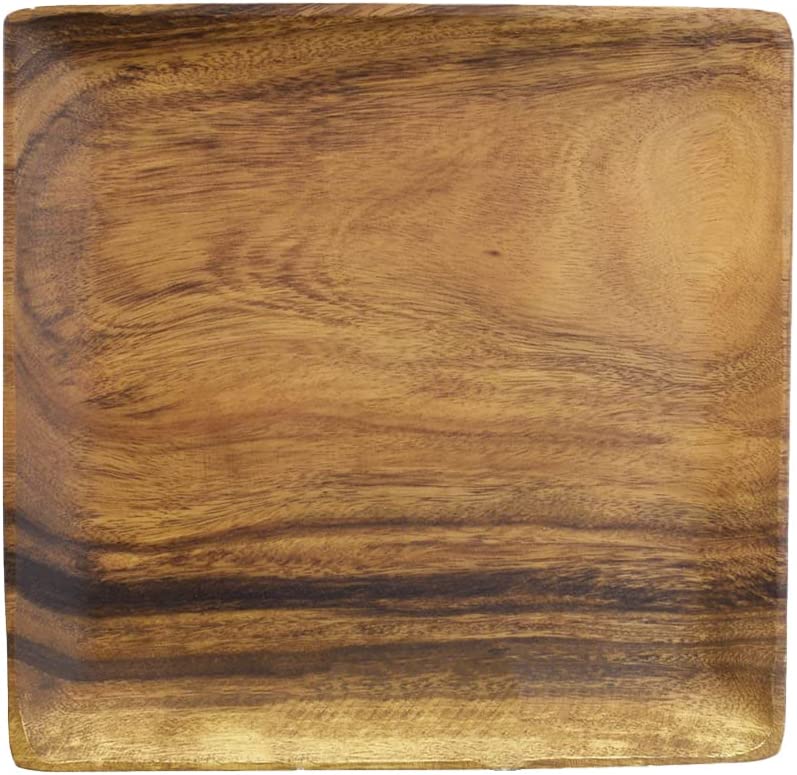 Pacific Merchants Single Piece Construction Wooden Plates, 4-Piece