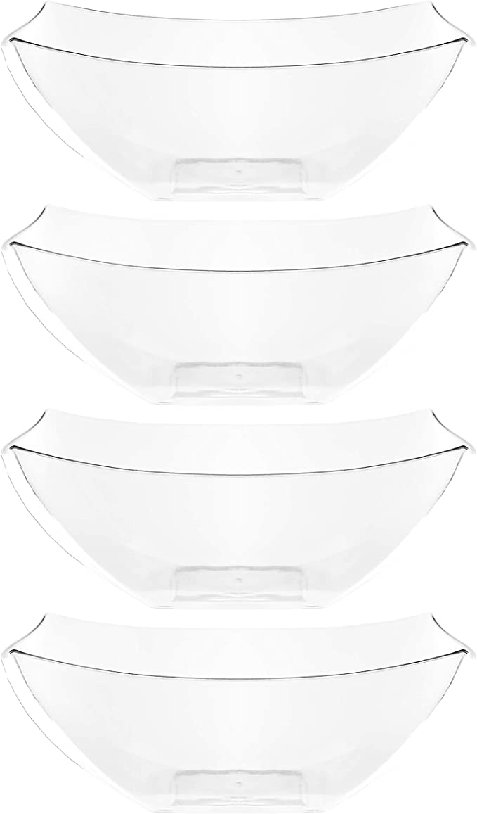 Plasticpro Disposable Square Serving Snack Bowls, 4 Piece