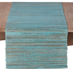 SARO LIFESTYLE Melaya Collection Shimmering Woven Water Hyacinth Table Runner