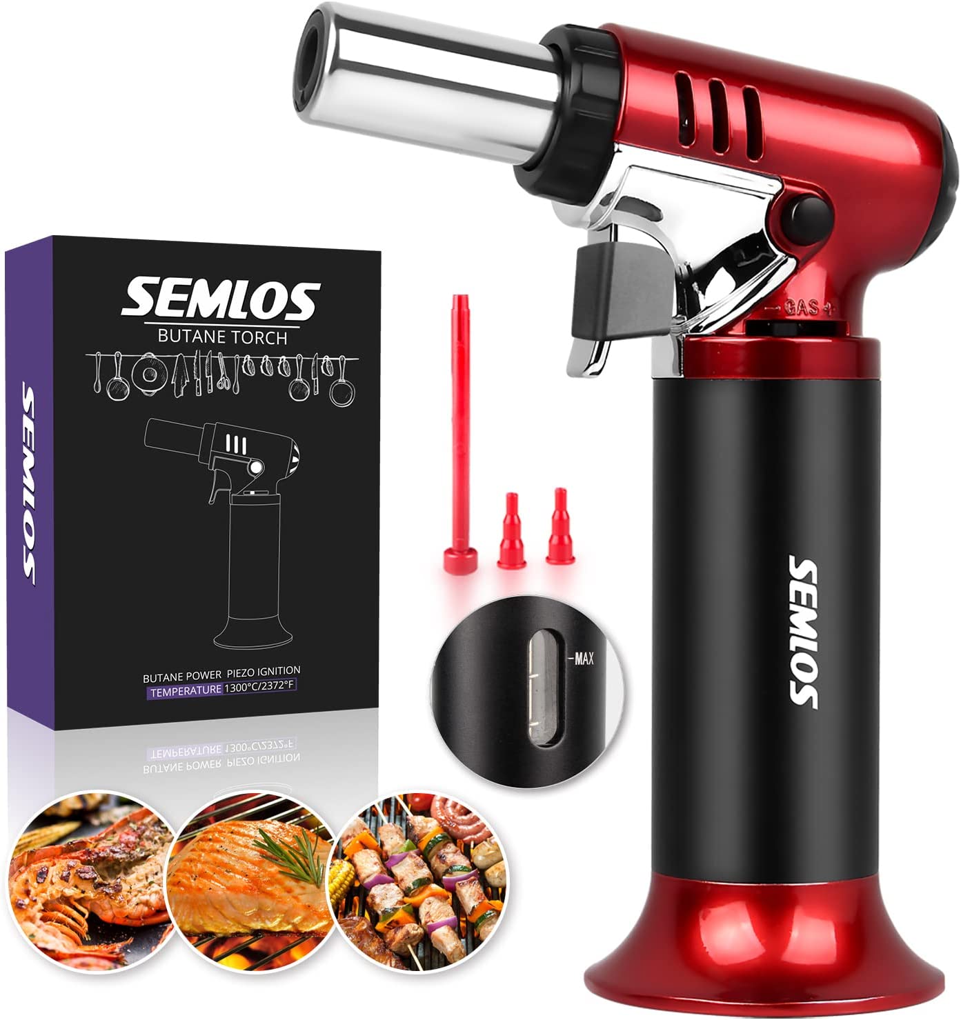 Semlos Built-In Fuel Gauge Cooking Torch