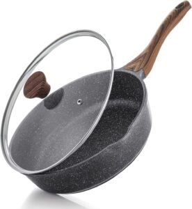 SENSARTE Stovetop Lidded Stone Frying Pan, 10-12-Inch